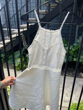 Delicate White Lace Halter Dress